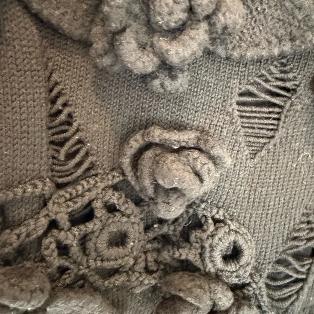 💋CHANEL Black Floral Embellished‎ Sweater LB001-002